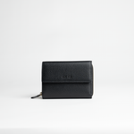 Portafoglio midi in pelle martellata colore nero artigianale Aut Aut Studio – vista frontale