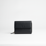 Portafoglio midi in pelle martellata colore nero artigianale Aut Aut Studio – vista frontale