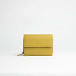 Portafoglio midi in pelle martellata colore verde oliva artigianale Aut Aut Studio – vista frontale