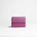 Portafoglio midi in pelle martellata colore orchidea artigianale Aut Aut Studio – vista frontale