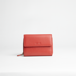 Portafoglio midi in pelle martellata colore rosso artigianale Aut Aut Studio – vista frontale