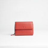 Portafoglio midi in pelle martellata colore rosso artigianale Aut Aut Studio – vista frontale