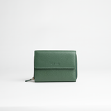Portafoglio midi in pelle martellata colore verde bosco artigianale Aut Aut Studio – vista frontale