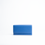 Portafoglio in pelle martellata colore blu elettrico artigianale Aut Aut Studio – vista frontale