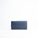Portafoglio in pelle martellata colore blu Navy artigianale Aut Aut Studio – vista frontale