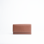 Portafoglio in pelle martellata colore camel artigianale Aut Aut Studio – vista frontale
