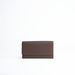 Portafoglio in pelle martellata colore marrone cioccolato artigianale Aut Aut Studio – vista frontale