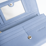 Portafoglio in pelle martellata colore glicine artigianale Aut Aut Studio – vista Interna