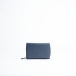 Portafoglio midi in pelle martellata colore blu Navy artigianale Aut Aut Studio – vista frontale