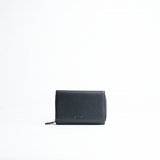 Portafoglio midi in pelle martellata colore nero artigianale Aut Aut Studio – vista frontale