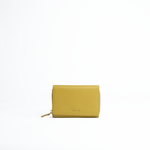 Portafoglio midi in pelle martellata colore oliva artigianale Aut Aut Studio – vista frontale