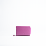 Portafoglio midi in pelle martellata colore orchidea artigianale Aut Aut Studio – vista frontale