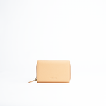 Portafoglio midi in pelle martellata colore rosa pesca artigianale Aut Aut Studio – vista frontale