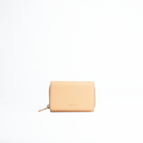 Portafoglio midi in pelle martellata colore rosa pesca artigianale Aut Aut Studio – vista frontale
