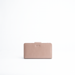 Portafoglio midi in pelle martellata colore latte taupe artigianale Aut Aut Studio – vista frontale