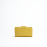 Portafoglio midi in pelle martellata colore verde oliva artigianale Aut Aut Studio – vista frontale
