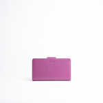 Portafoglio midi in pelle martellata colore rosa orchidea artigianale Aut Aut Studio – vista frontale