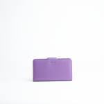 Portafoglio midi in pelle martellata colore viola artigianale Aut Aut Studio – vista frontale