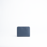 Portafoglio mini in pelle martellata colore blu navy artigianale Aut Aut Studio – vista frontale
