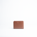 Portafoglio mini in pelle martellata colore camel artigianale Aut Aut Studio – vista frontale