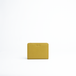 Portafoglio mini in pelle martellata colore verde oliva artigianale Aut Aut Studio – vista frontale