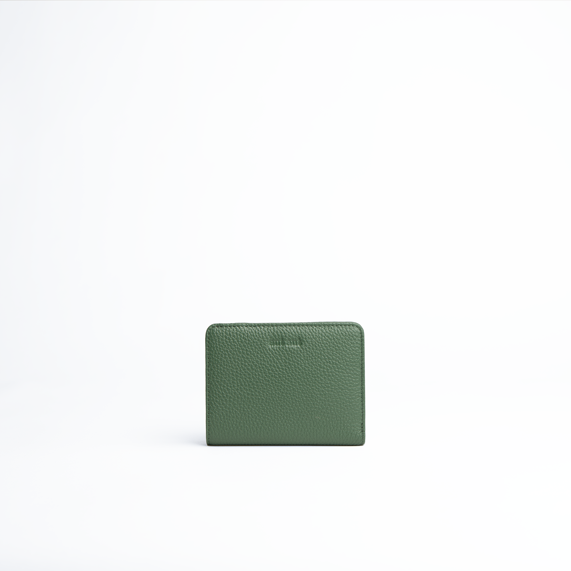 Portafoglio mini in pelle martellata colore verde artigianale Aut Aut Studio – vista frontale