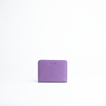 Portafoglio mini in pelle martellata colore viola artigianale Aut Aut Studio – vista frontale