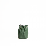 Mini bucket bag in pelle martellata colore verde bosco artigianale Aut Aut Studio – vista frontale