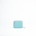 Portafoglio mini in pelle martellata colore azzurro acqua artigianale Aut Aut Studio – vista frontale