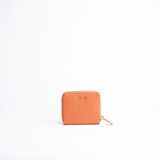 Portafoglio mini in pelle martellata colore arancio artigianale Aut Aut Studio – vista frontale