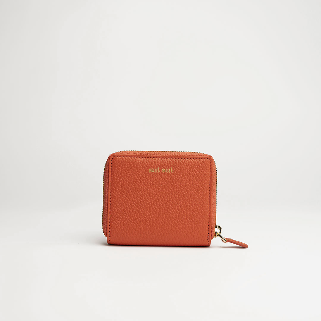 Mini portafoglio donna in pelle martellata arancio logo dorato MILANO #455 - AUT AUT