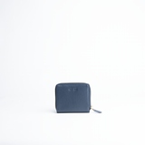 Portafoglio mini in pelle martellata colore blu Navy artigianale Aut Aut Studio – vista frontale