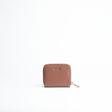 Portafoglio mini in pelle martellata colore camel artigianale Aut Aut Studio – vista frontale
