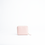 Portafoglio mini in pelle martellata colore cipria artigianale Aut Aut Studio – vista frontale