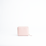 Portafoglio mini in pelle martellata colore cipria artigianale Aut Aut Studio – vista frontale