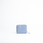 Portafoglio mini in pelle martellata colore glicine artigianale Aut Aut Studio – vista frontale
