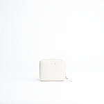 Portafoglio mini in pelle martellata colore bianco iceberg artigianale Aut Aut Studio – vista frontale