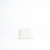 Portafoglio mini in pelle martellata colore bianco iceberg artigianale Aut Aut Studio – vista frontale