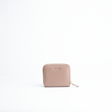 Portafoglio mini in pelle martellata colore latte taupe artigianale Aut Aut Studio – vista frontale