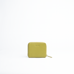 Portafoglio mini in pelle martellata colore oliva artigianale Aut Aut Studio – vista frontale