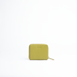 Portafoglio mini in pelle martellata colore oliva artigianale Aut Aut Studio – vista frontale