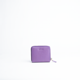 Portafoglio mini in pelle martellata colore viola artigianale Aut Aut Studio – vista frontale