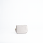 Portafoglio mini purse in pelle martellata colore avorio artigianale Aut Aut Studio – vista frontale