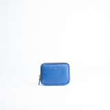 Portafoglio mini purse in pelle martellata colore blu elettrico artigianale Aut Aut Studio – vista frontale