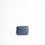 Portafoglio mini purse in pelle martellata colore blu Navy artigianale Aut Aut Studio – vista frontale