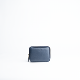 Portafoglio mini purse in pelle martellata colore blu Navy artigianale Aut Aut Studio – vista frontale