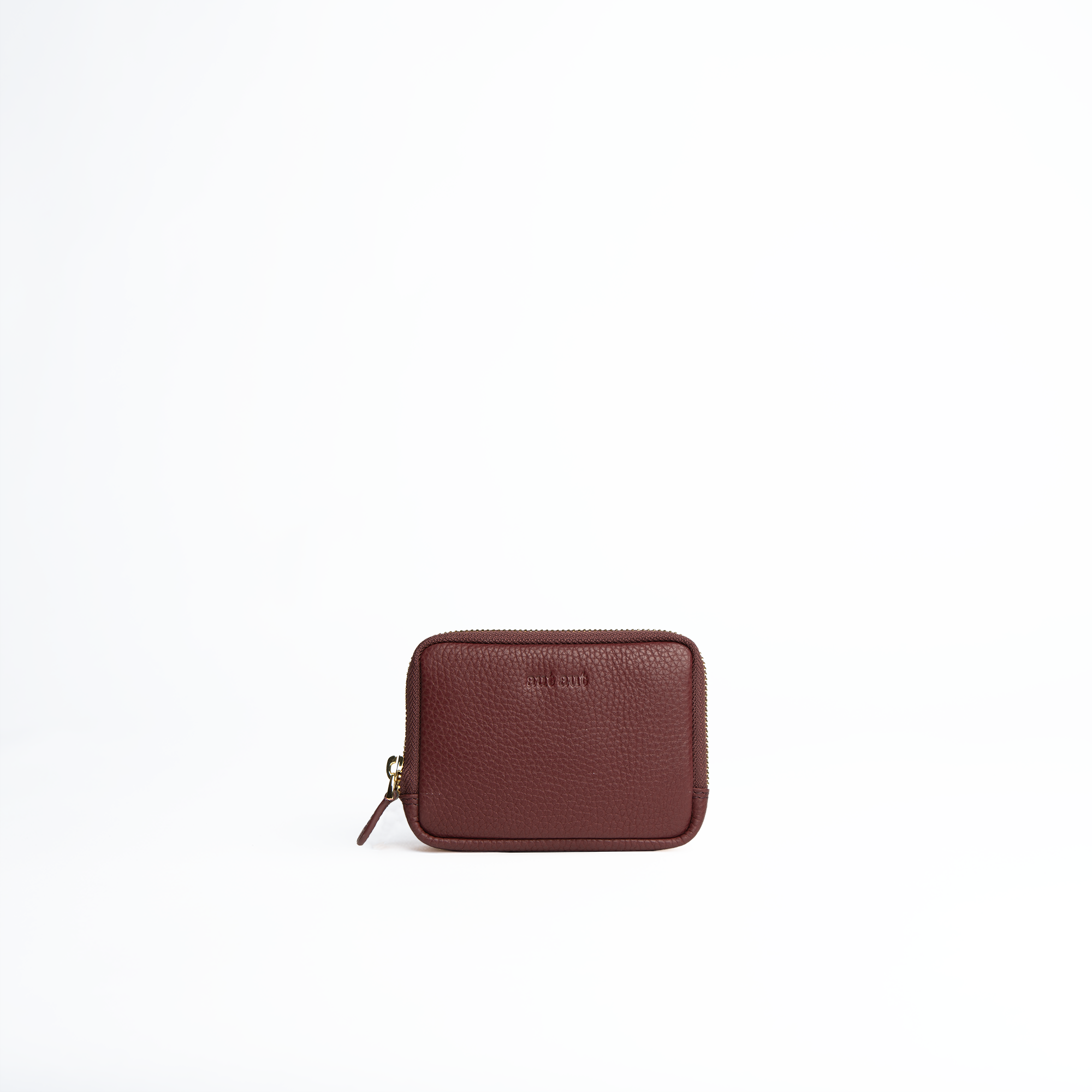 Portafoglio mini purse in pelle martellata colore burgundy artigianale Aut Aut Studio – vista frontale