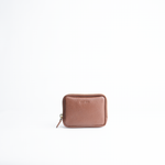 Portafoglio mini purse in pelle martellata colore camel artigianale Aut Aut Studio – vista frontale