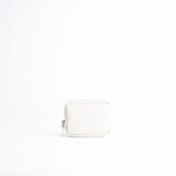 Portafoglio mini purse in pelle martellata colore bianco iceberg artigianale Aut Aut Studio – vista frontale
