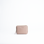Portafoglio mini purse in pelle martellata colore latte artigianale Aut Aut Studio – vista frontale